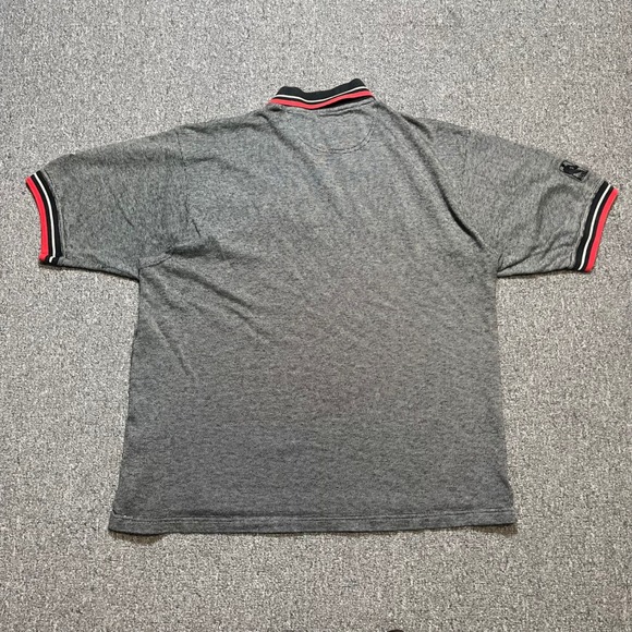 Starter Chicago Bulls NBA Polo Shirt XL Gray Red‎ Black Striped Collar Sleeves - Picture 2 of 9